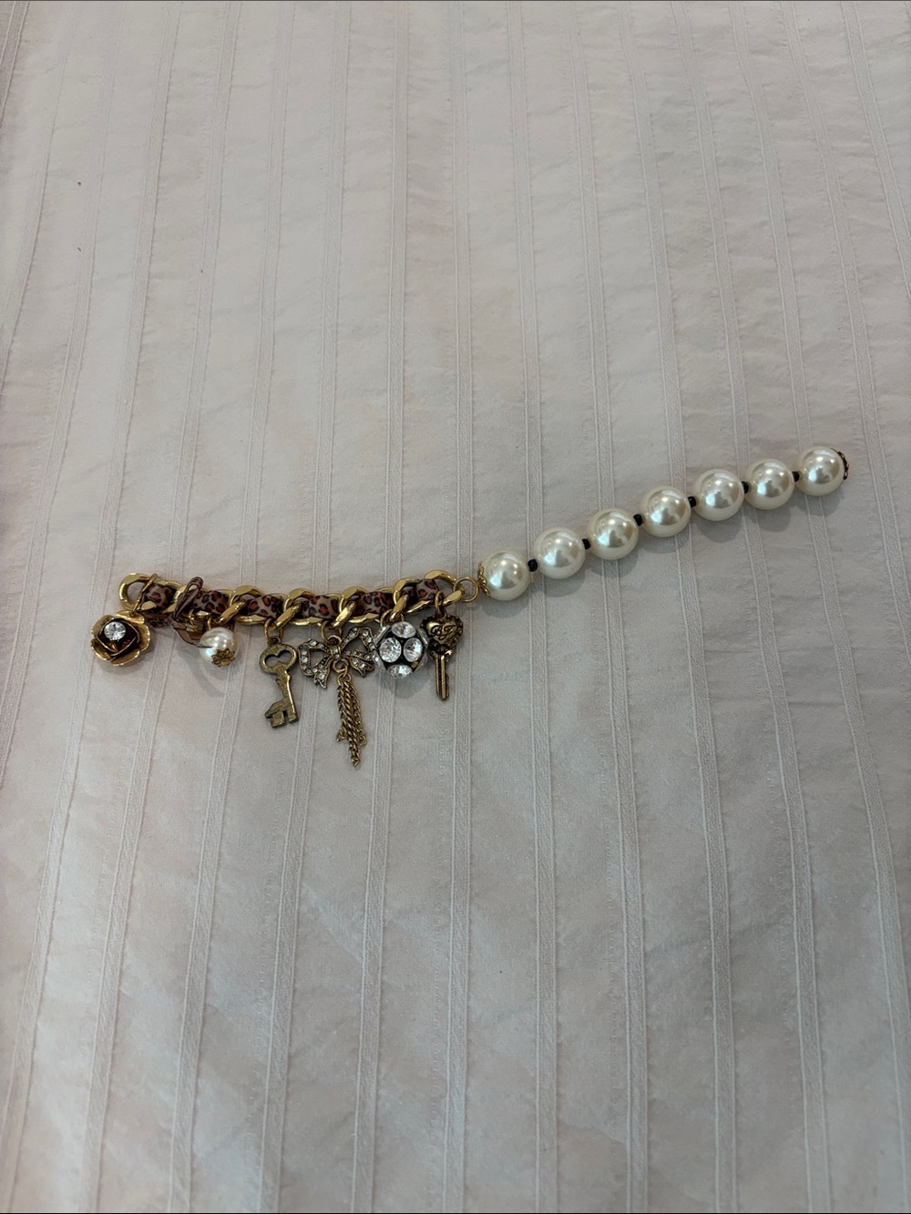 Gold-Tone Pearl Charm Bracelet - Betsey Johnson